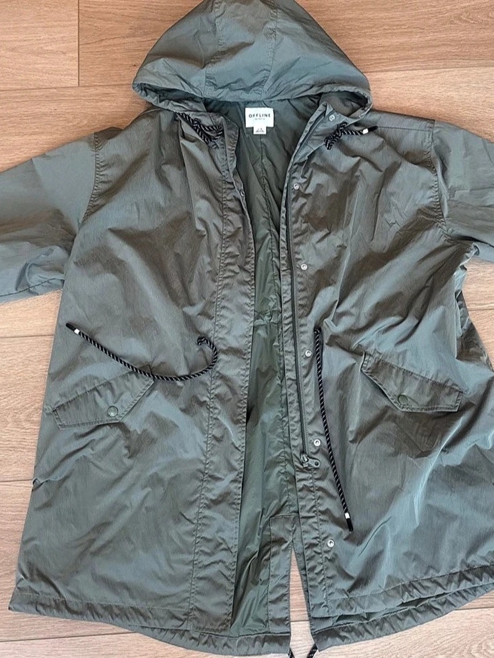 Offline by Aerie Nylon Parka Women's Hooded Utility Jacket Green Large